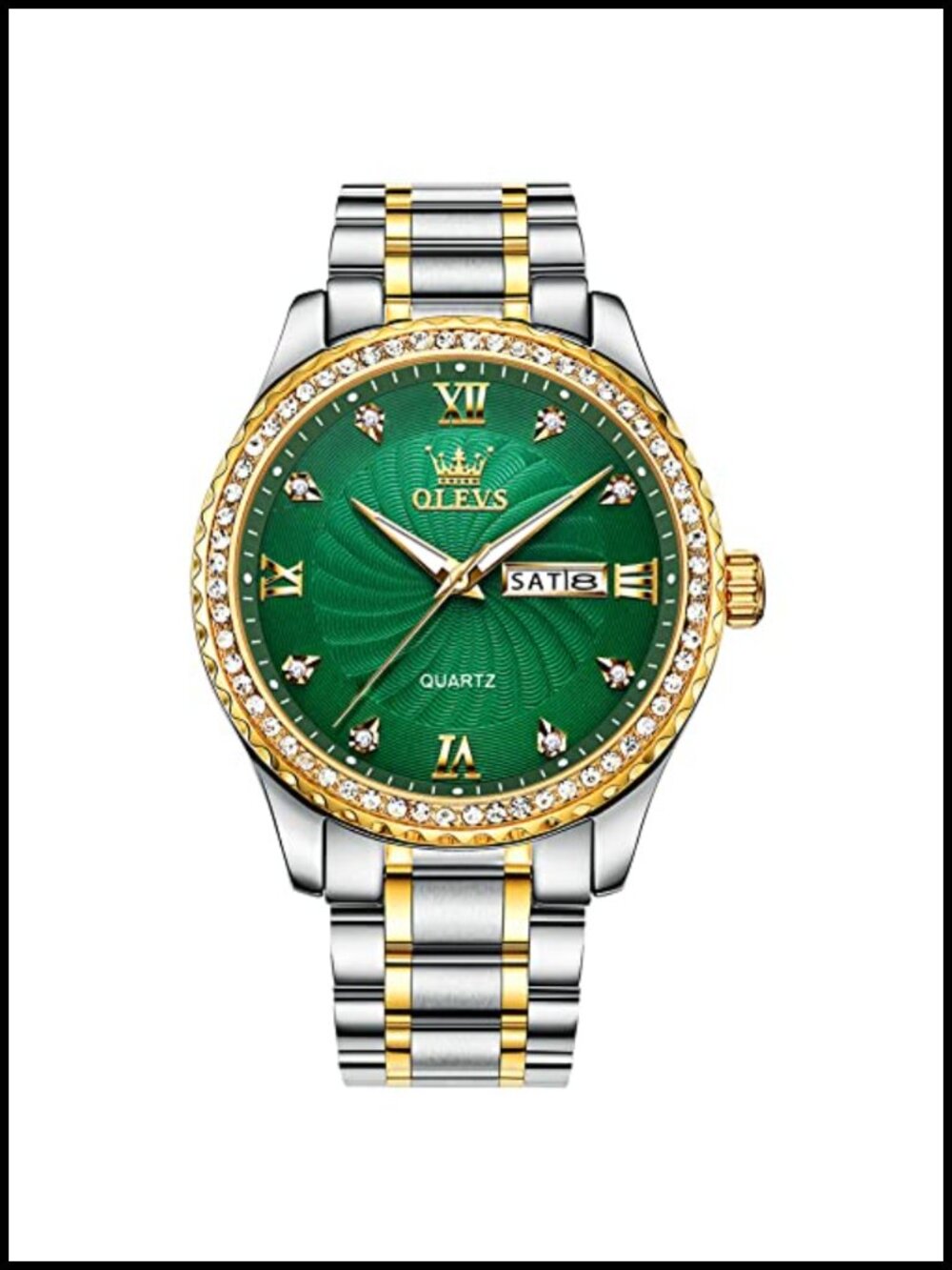 Men's Quartz Watch Diamond Dial Stainless Steel Bracelet 40mm